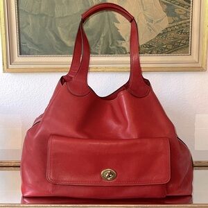 Coach Red Leather Legacy American Icon Large Tote Shoulder Satchel 2012